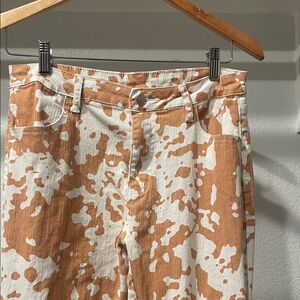 Orange and White Splatter Print Pants